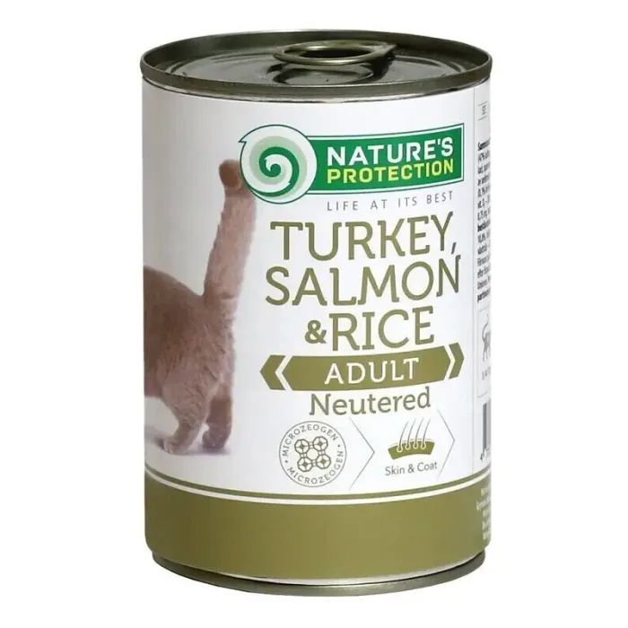 Консервы для кошек Nature's Protection Adult Neutered Turkey, Salmon & Rice 400 г (KIK24636)