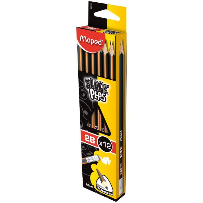 Карандаш графитный Maped BLACK PEPS, 2B, с ластиком (MP.851722) изображение 2