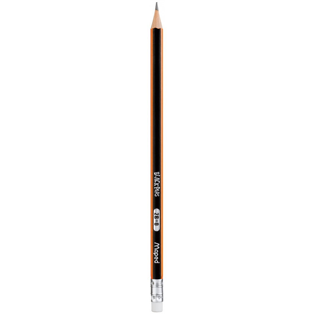 Олівець графітний Maped BLACK PEPS, 2B, з ластиком (MP.851722)
