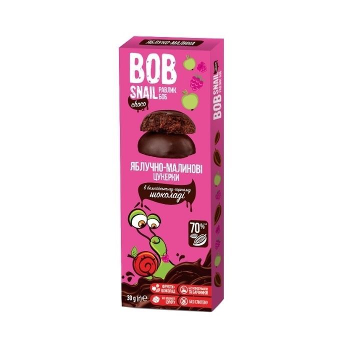 Конфета Bob Snail Улитка Боб яблочно-клубничный в черном шоколаде 30 г (4820219341307)