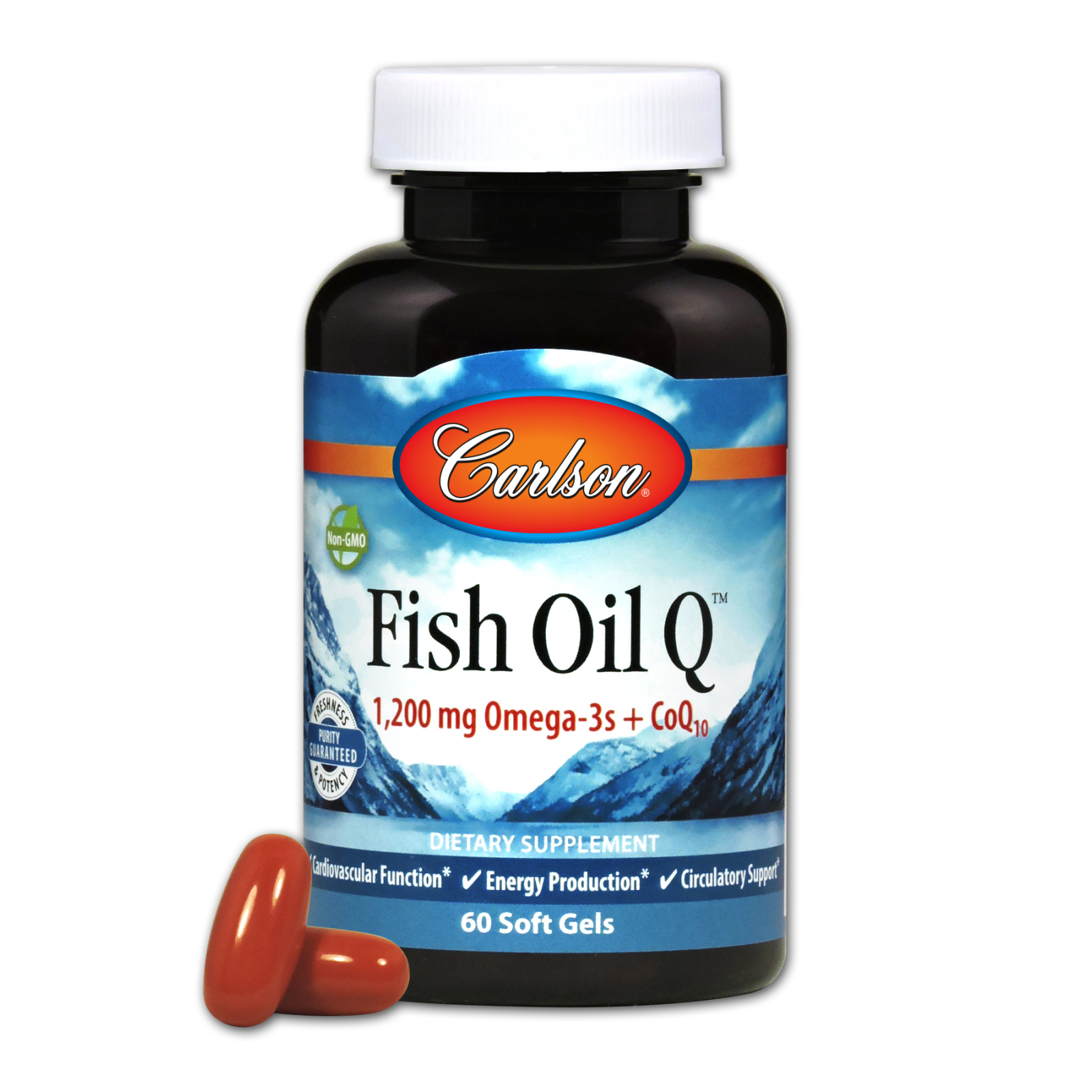 Антиоксидант Carlson Омега-3 + Коэнзим Q10, Fish Oil Q, 60 гелевых капсул (CL1673)