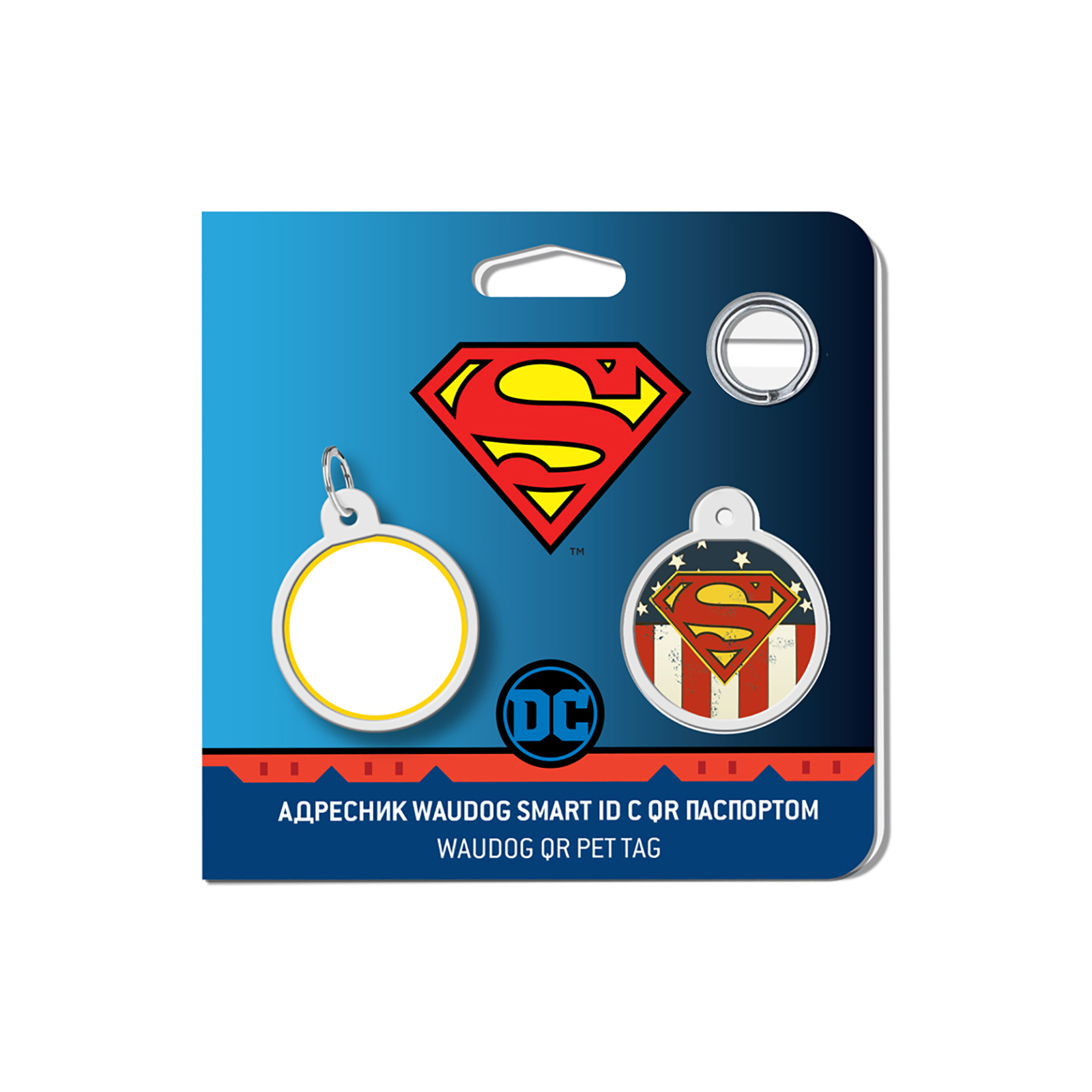 Адресник для тварин WAUDOG Smart ID з QR паспортом "Супермен Америка", круг 25 мм (0625-1010ru-eng) зображення 4