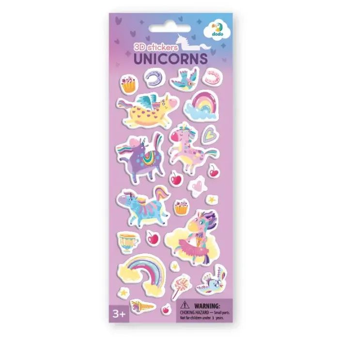 Стікер-наклейка DoDo 3D Єдиноріжки (300844)