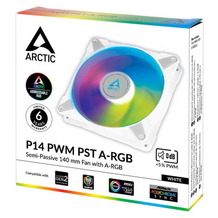Кулер для корпуса Arctic P14 PWM PST/A-RGB WHITE (ACFAN00276A) изображение 4
