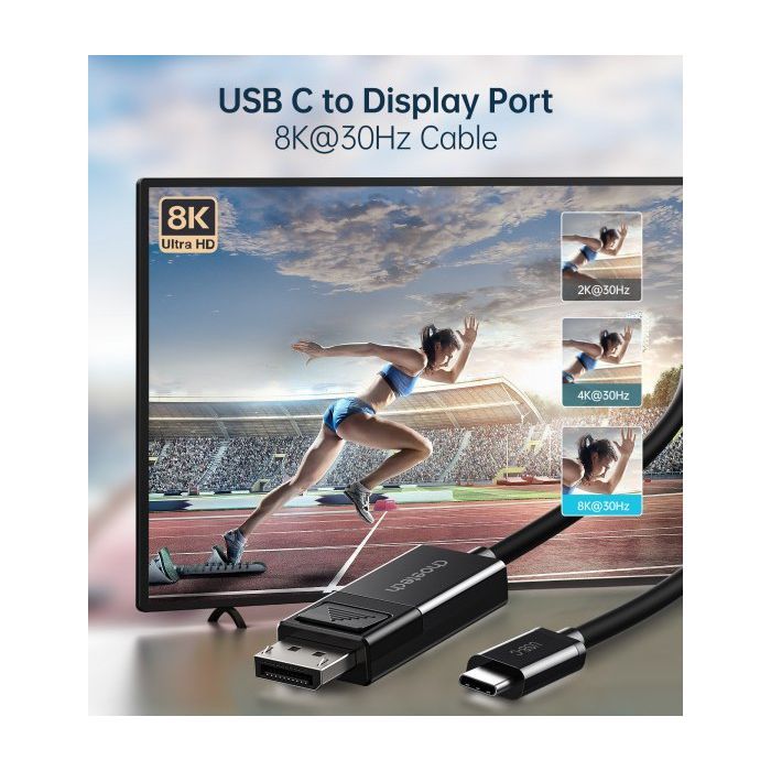 Кабель мультимедийный USB-C to DisplayPort 1.8m 8K 30Hz Choetech (XCP-1803-BK) изображение 4