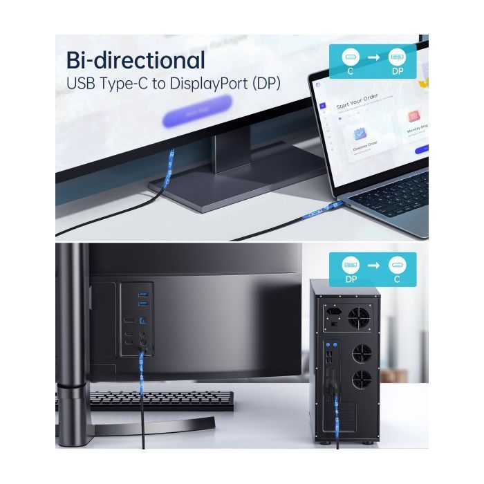 Кабель мультимедийный USB-C to DisplayPort 1.8m 8K 30Hz Choetech (XCP-1803-BK) изображение 7