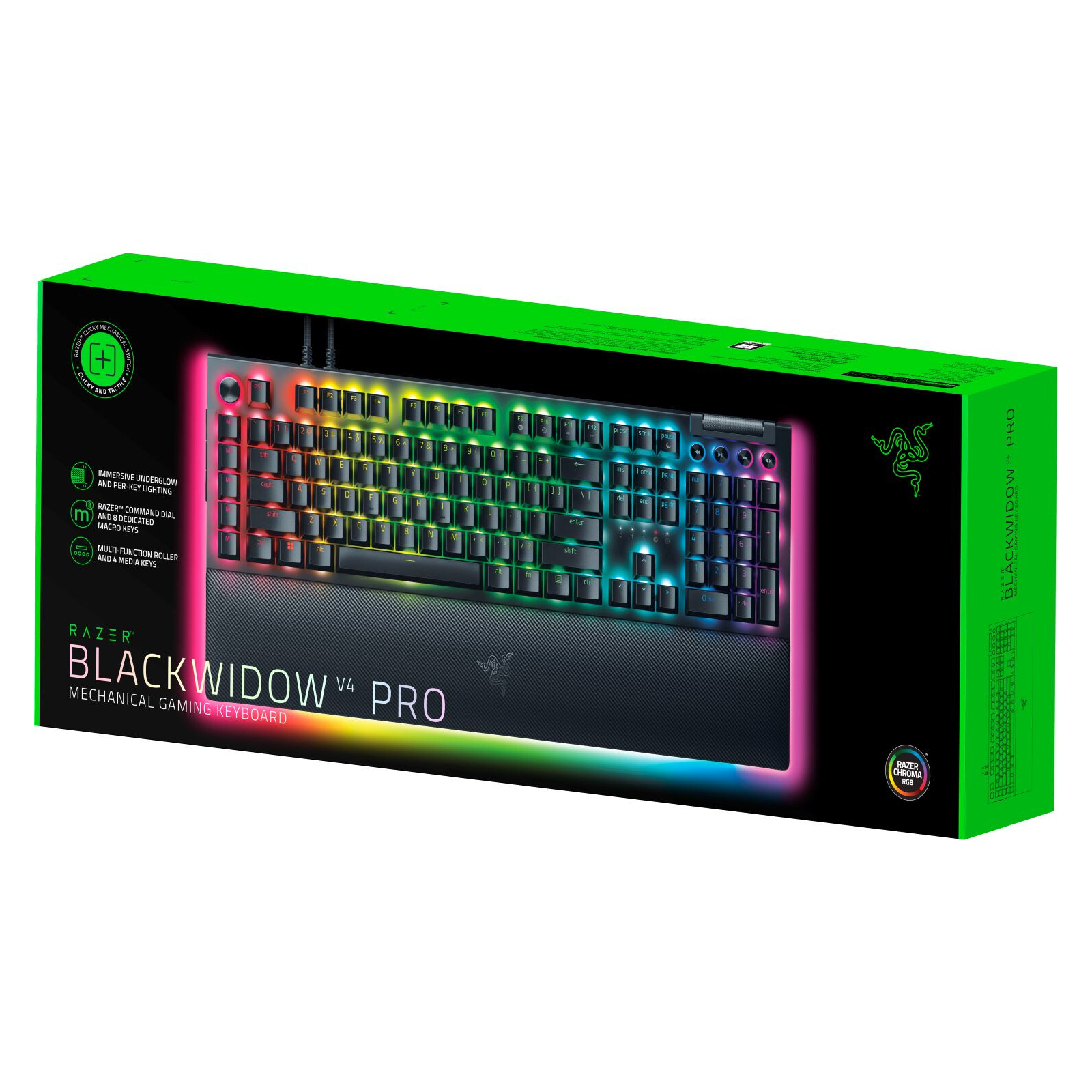 Клавіатура Razer BlackWidow V4 PRO Green Switch USB UA Black (RZ03-04680100-R3M1) зображення 6