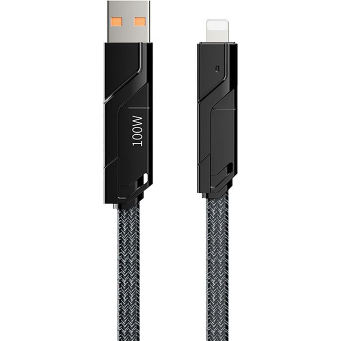 Дата кабель USB-C to USB-C + Lightning + USB-A 1.5m Black Proda (PD-B96th-BK) изображение 2