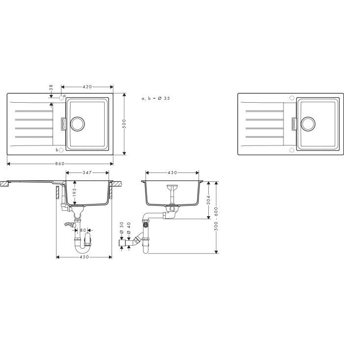 Мойка кухонная Hansgrohe S520-F345 (43356170) изображение 6
