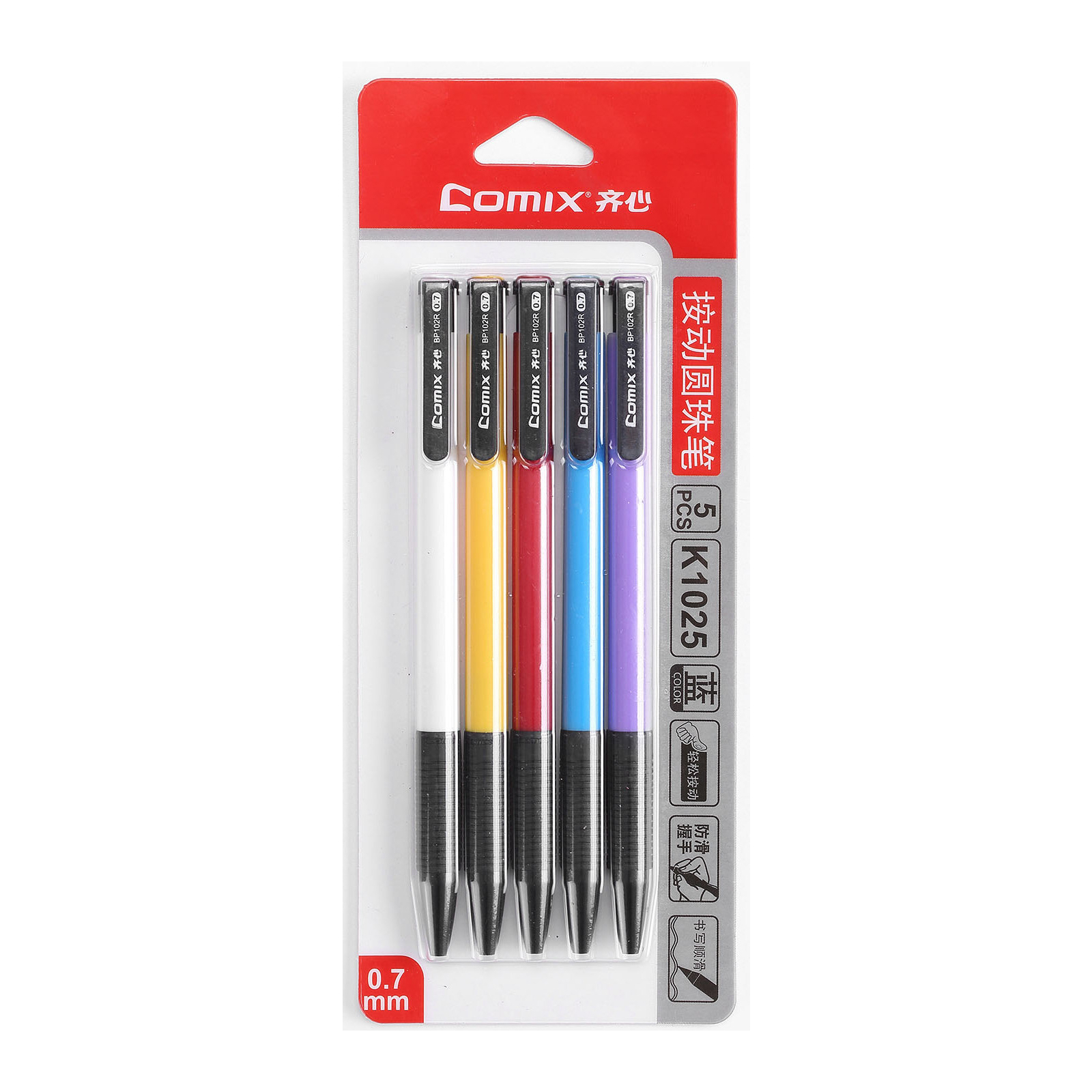 Ручка кулькова Comix набір автоматичних 0,7 мм синя 5 шт (PEN-COM-K1025)