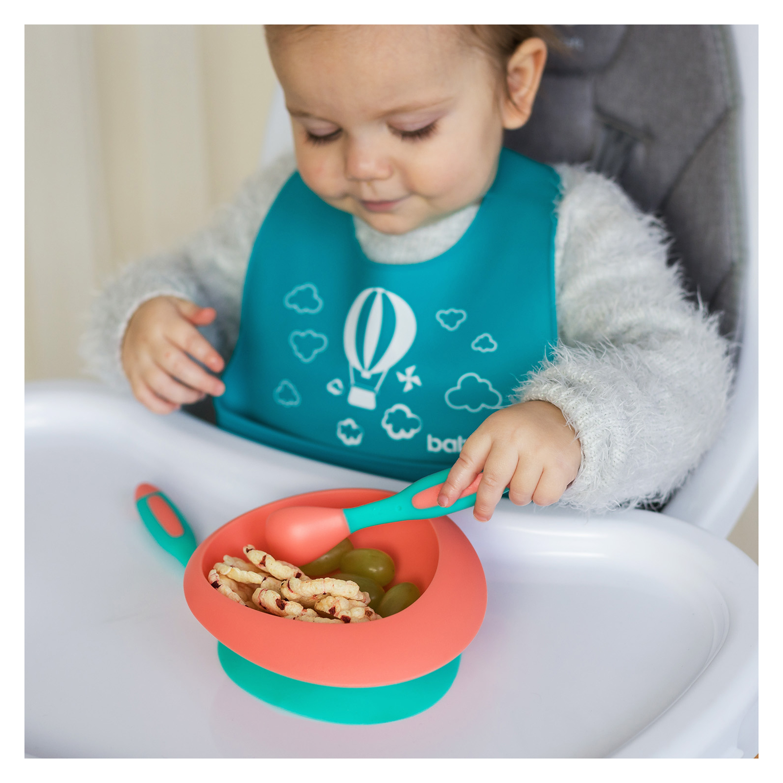 Набор детской посуды Baboo гибких ложек и вилок, зеленый, 6+ мес (10-038) изображение 6