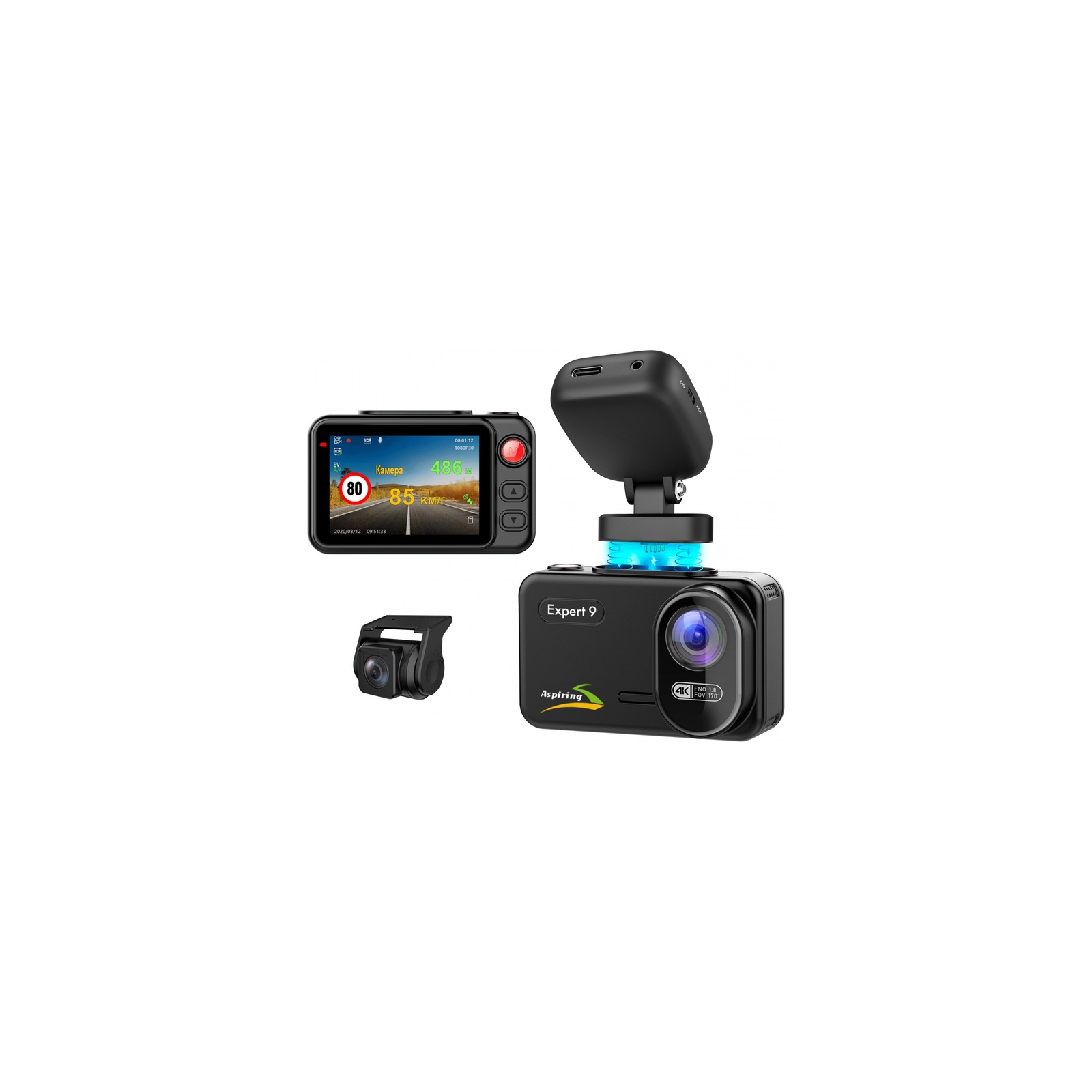 Видеорегистратор Aspiring Expert 9 Speedcam, WI-FI, GPS, 2K, 2 cameras (Aspiring Expert 9 Speedcam, WI-FI, GPS, 2K, 2 cameras) изображение 2