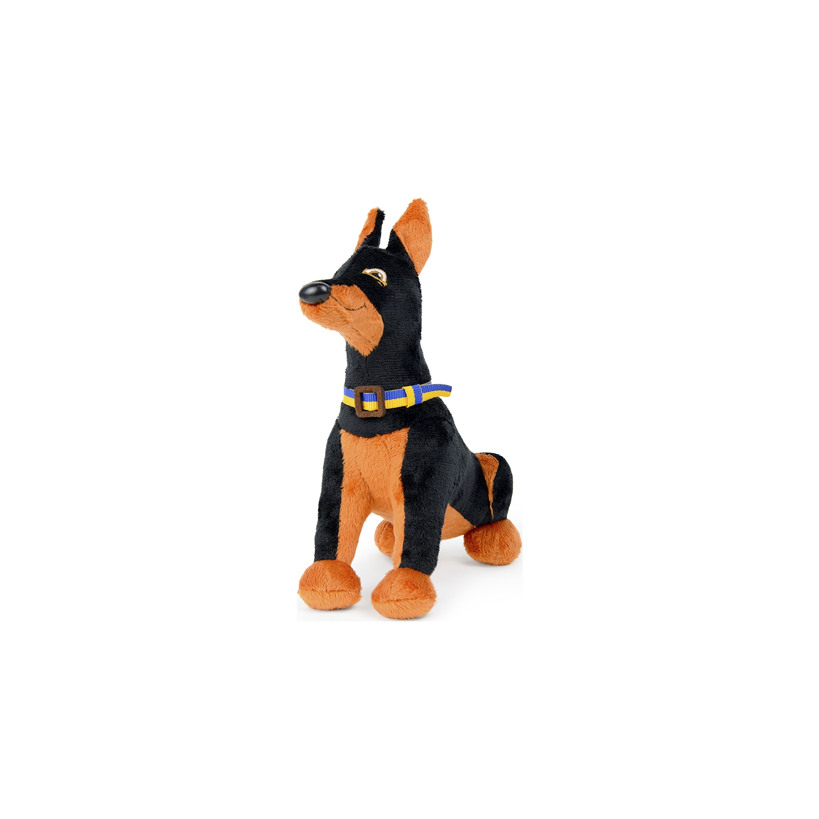 М'яка іграшка WP Merchandise Доберман Зевс у патріотичному ошийнику (FWPPATRIOTDM23BK0)