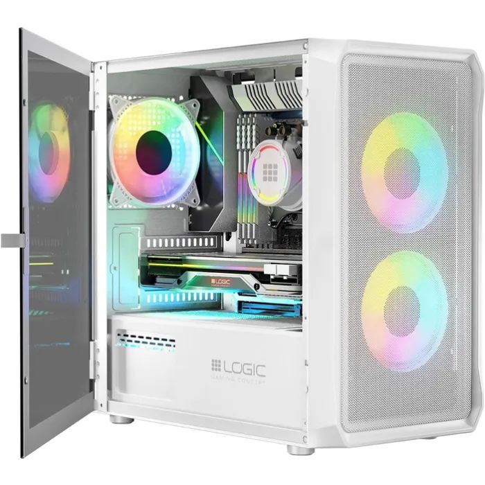 Корпус Logic concept PORTOS MESH+GLASS ARGB fans 3x120mm WHITE (AM-PORTOS-20-0000000-0002) изображение 9