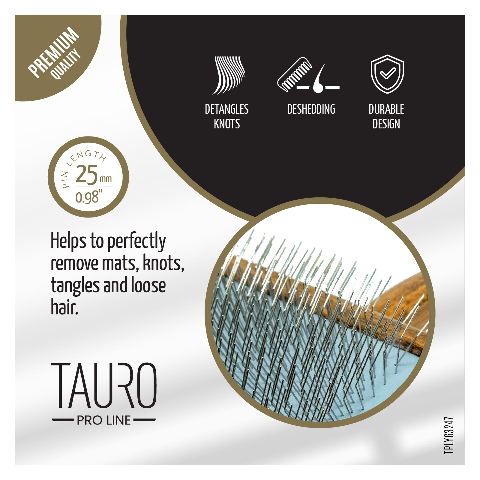Гребінець для тварин Tauro Pro Line для собак з довгою або густою шерстю 27х10х2 см (TPLY63247) зображення 4