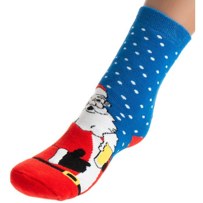 Шкарпетки дитячі BNM махрові зі Святим Миколаєм (M1C0101-2143-7-blue)