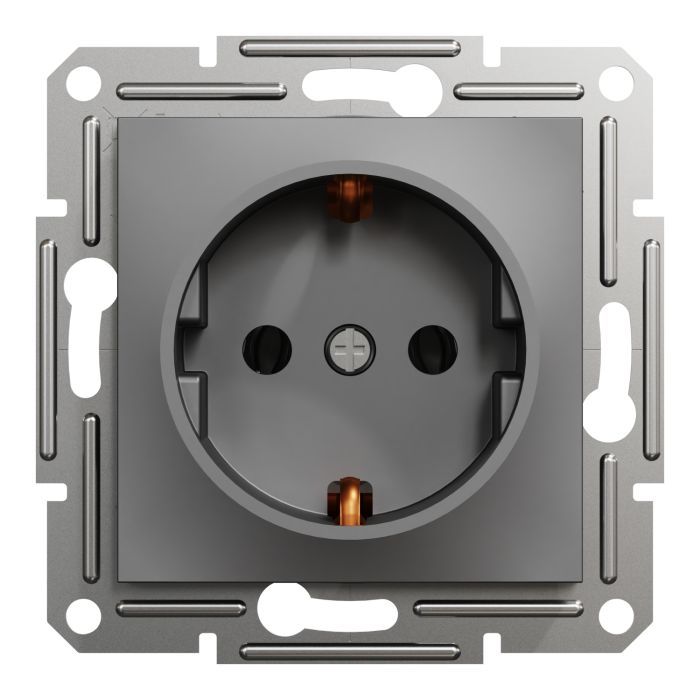 Розетка Schneider Electric ASFORA сталь (EPH2900162)