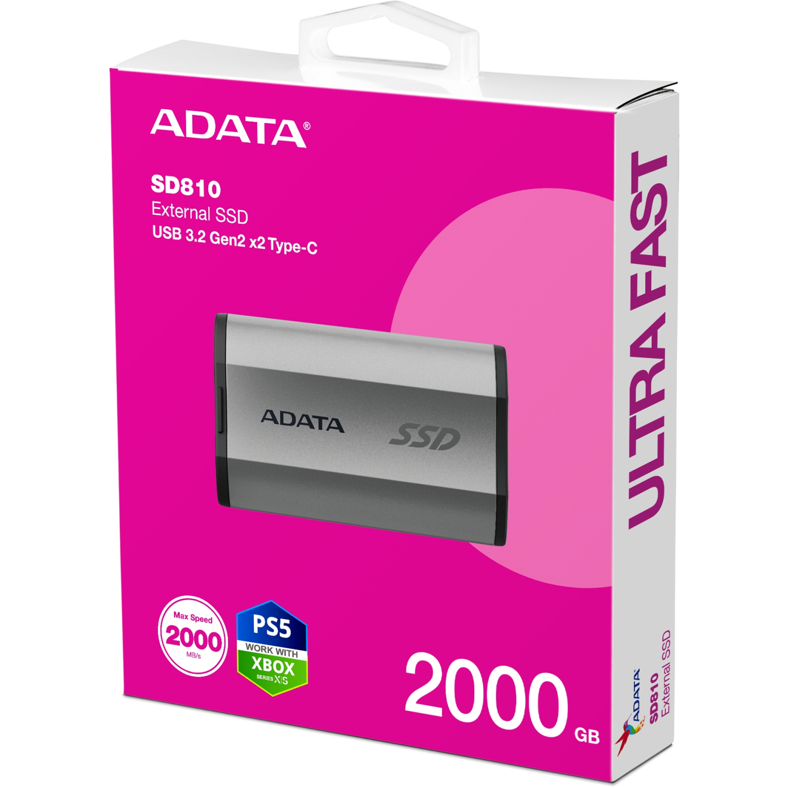 Накопитель SSD USB 3.2 500GB ADATA (SD810-500G-CSG) изображение 6