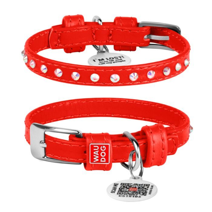 Ошейник для животных WAUDOG Glamour з QR-паспортом з стразами XXS2 Ш 9 мм Д 19-25 см ментоловий (325213)