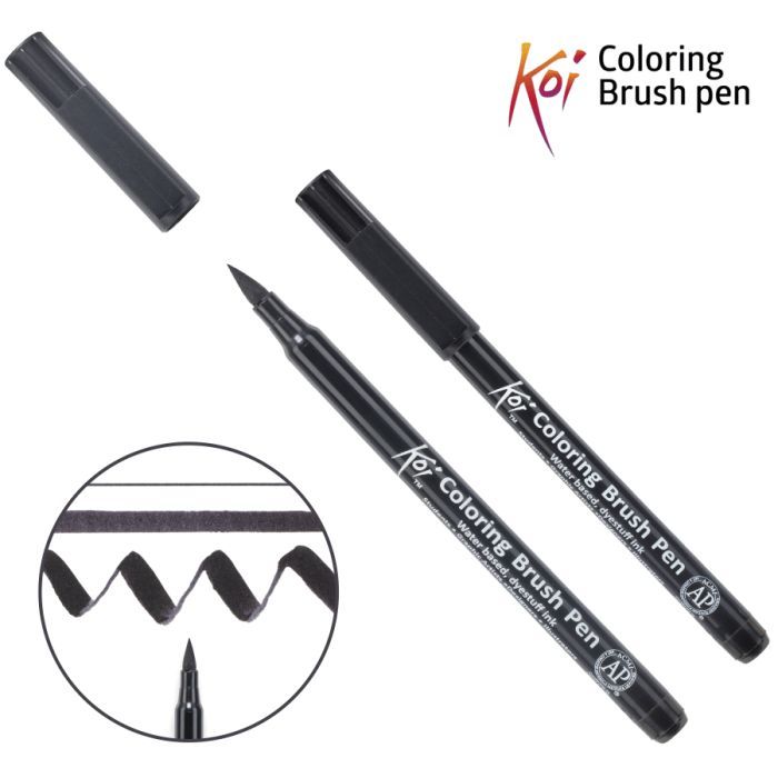Художественный маркер KOI Маркер-кисть акварельный Черный, 49 (084511393370)