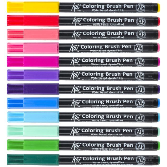 Художественный маркер KOI Маркер-кисть акварельный Черный, 49 (084511393370) изображение 2