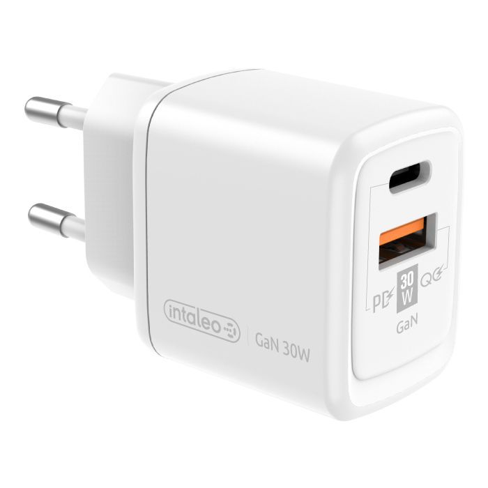 Зарядний пристрій Intaleo 30W GAN USB-C PD+USB-A QC 3.0 white (1283126578274)