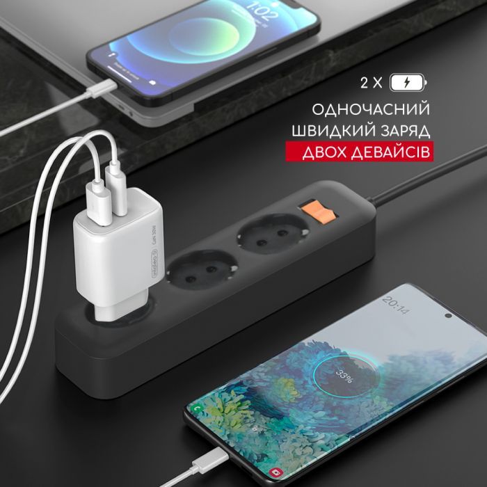 Зарядний пристрій Intaleo 30W GAN USB-C PD+USB-A QC 3.0 white (1283126578274) зображення 6