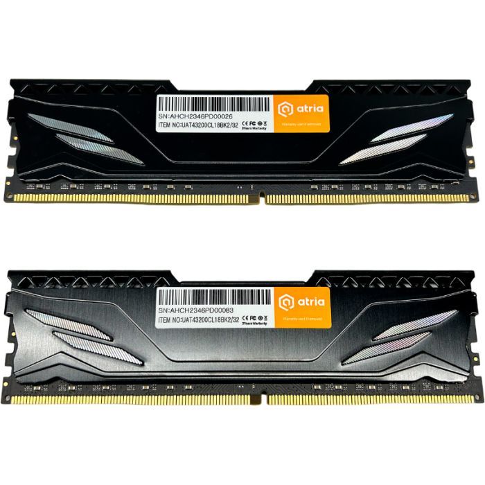 Модуль памяти для компьютера DDR4 32GB (2x16GB) 3200 MHz Fly Black ATRIA (UAT43200CL18BK2/32) изображение 2