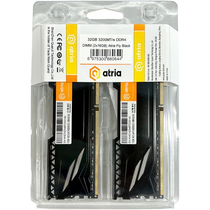 Модуль памяти для компьютера DDR4 32GB (2x16GB) 3200 MHz Fly Black ATRIA (UAT43200CL18BK2/32) изображение 3
