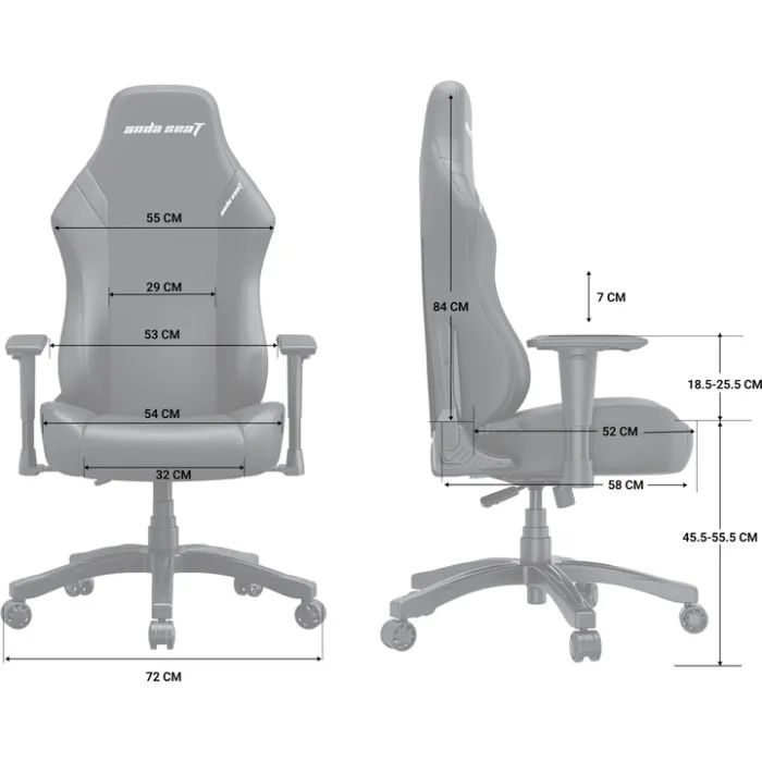 Кресло игровое Anda Seat Luna Fabric Size L Black (AD18-44-B-F) изображение 8