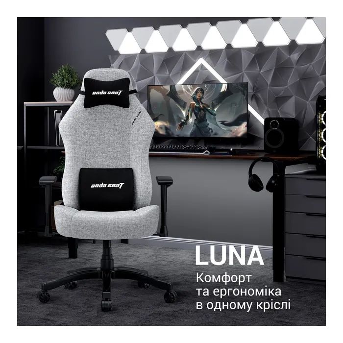 Кресло игровое Anda Seat Luna Fabric Size L Black (AD18-44-B-F) изображение 9