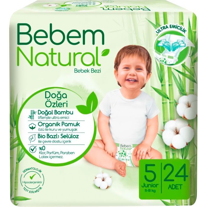 Подгузники Bebem Natural 5 Junior 11-18 кг 24 шт (8690536806034)