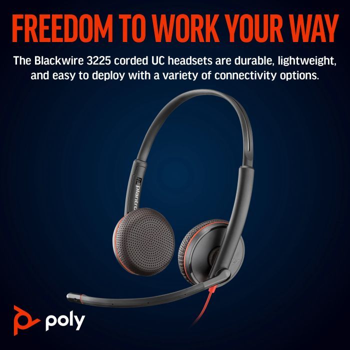 Наушники Poly BlackWire C3225 USB-A HS Stereo Black (80S11AA) изображение 2