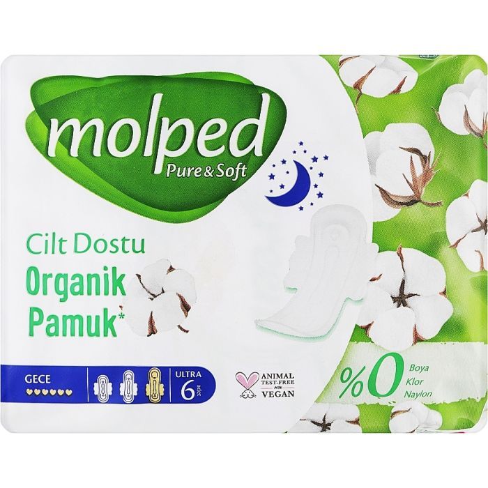 Гигиенические прокладки Molped Pure&Soft Night 6 капель 6 шт. (8690536842247)
