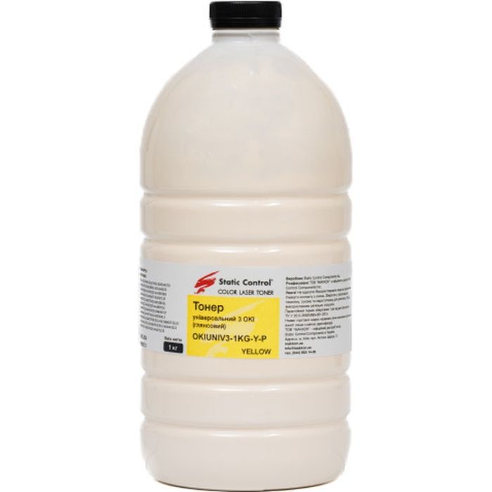 Тонер Okidata 3 (Glossy) 1кг yellow фасовка Static Control (OKIUNIV3-1KG-Y-P)