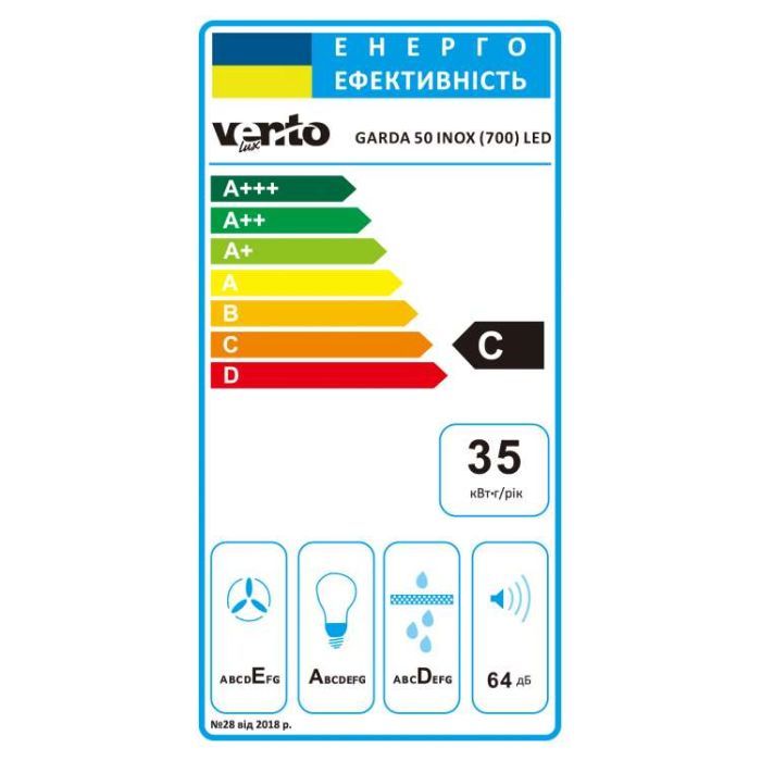 Витяжка кухонна Ventolux GARDA 50 INOX (700) LED зображення 8