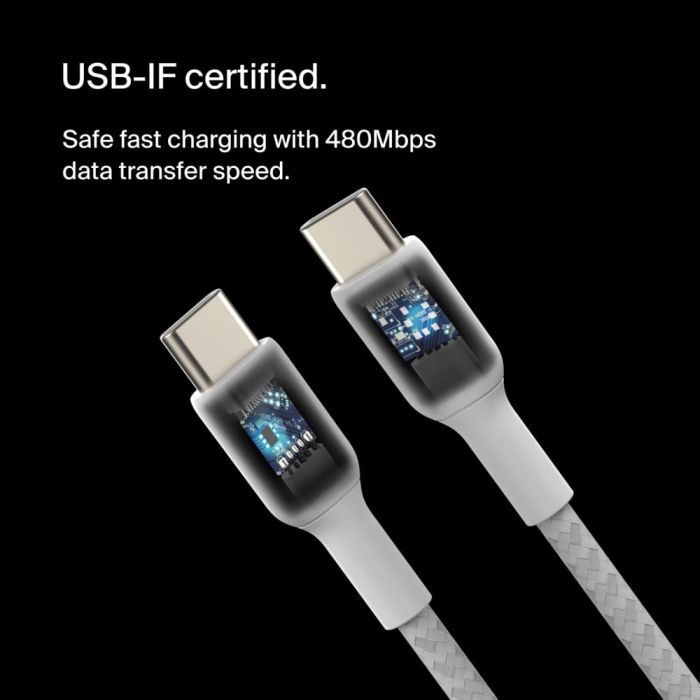 Дата кабель USB-C to USB-C 2.0m 60W White Belkin (CAB004BT2MWH) изображение 12