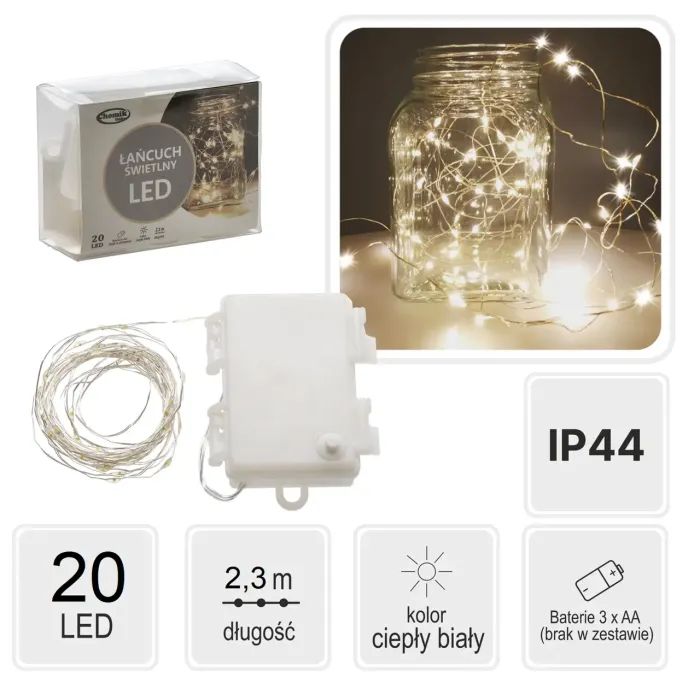 Гирлянда Chomik Струна 2.3 м 20 LED Теплый белый (5900779802636) изображение 6