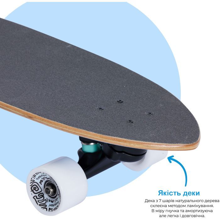 Скейтборд детский Yvolution Fishtail Cruiser 76 см, синий (YS48B2) изображение 8