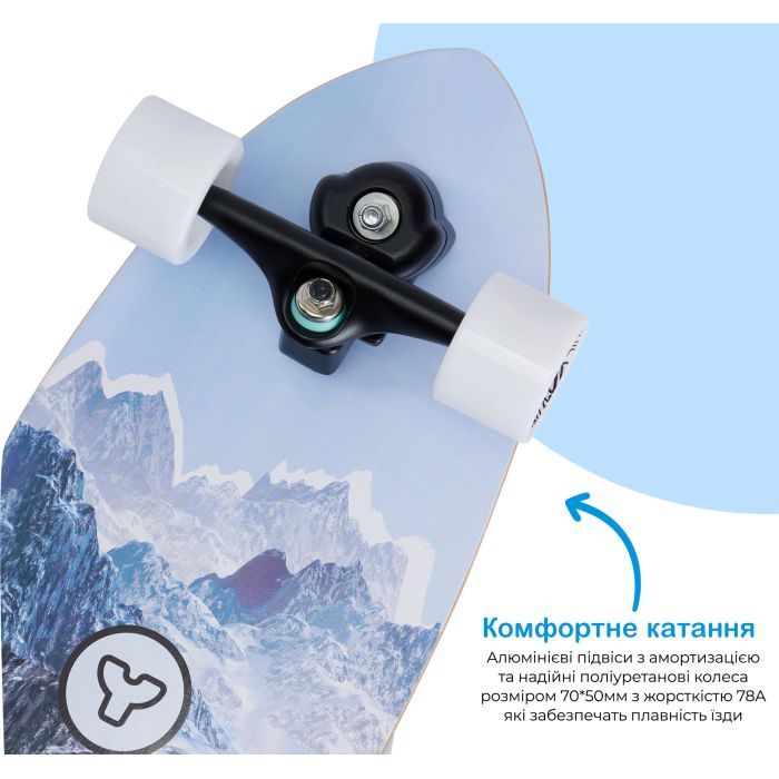 Скейтборд детский Yvolution Fishtail Cruiser 76 см, синий (YS48B2) изображение 9