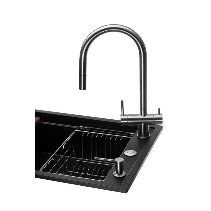 Мийка кухонна GRANADO Royal Estella black (+ подрібнювач Algar 1000 + змішувач Ferrol inox + дозвтор Redondo inox + ко (ksg0301) зображення 2