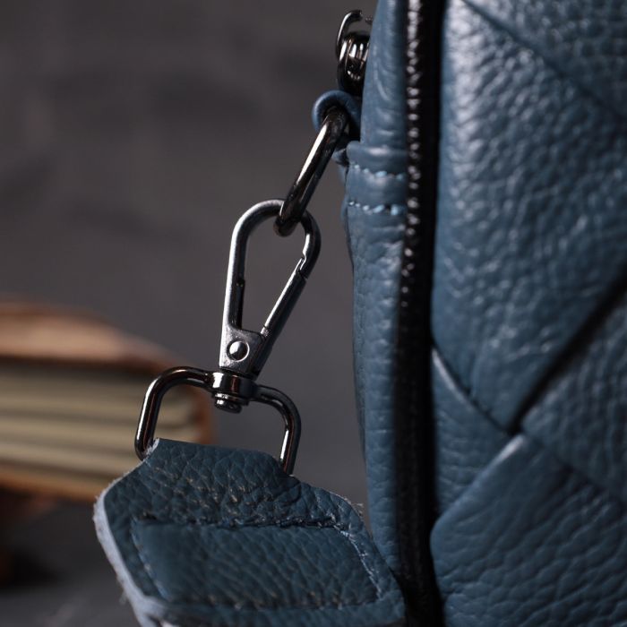 Сумка Vintage Кожаная с переплетами Синяя (22408) изображение 11