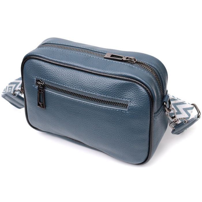 Сумка Vintage Кожаная с переплетами Синяя (22408) изображение 2