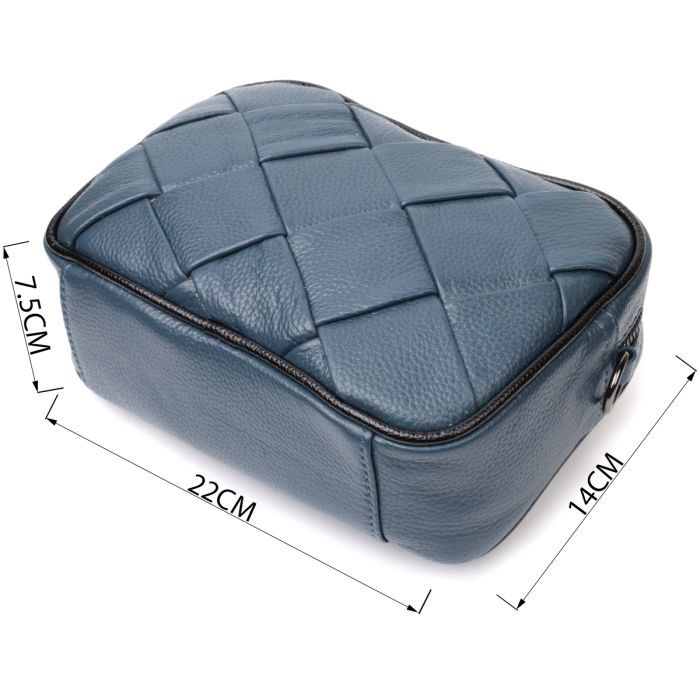 Сумка Vintage Кожаная с переплетами Синяя (22408) изображение 4