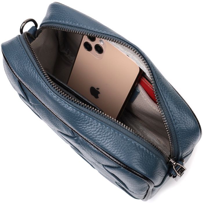 Сумка Vintage Кожаная с переплетами Синяя (22408) изображение 7