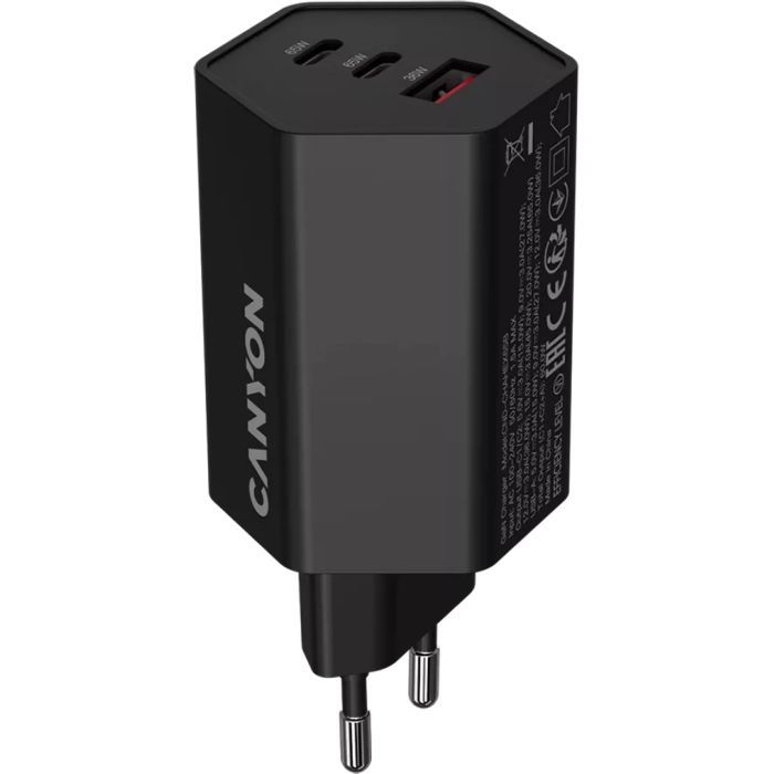 Зарядний пристрій Canyon HEXAGON 65 GaN 65W 2xPD 1xQC EU White (CND-CHAHEX65W)