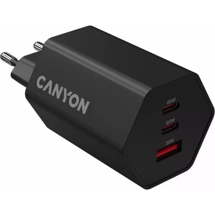 Зарядний пристрій Canyon HEXAGON 65 GaN 65W 2xPD 1xQC EU White (CND-CHAHEX65W) зображення 4