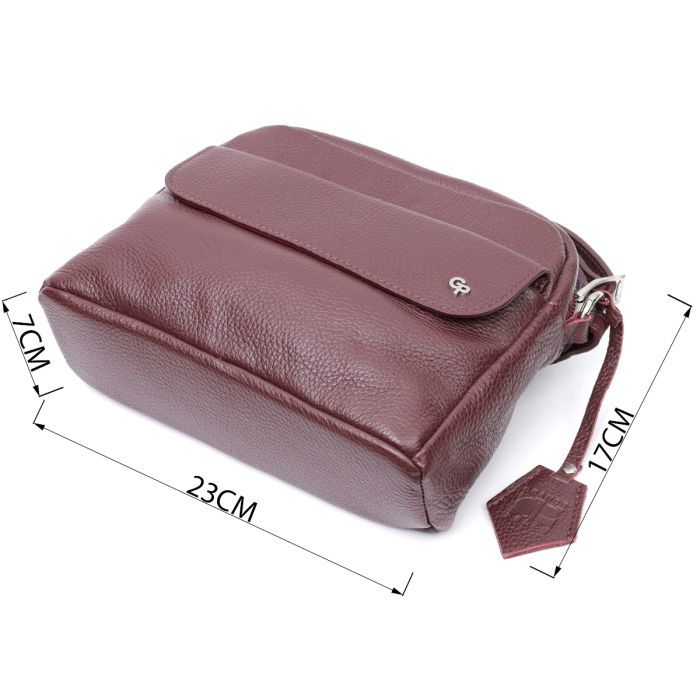 Сумка Grande Pelle Крос-боді з натуральної шкіри Бордова (11653) зображення 3