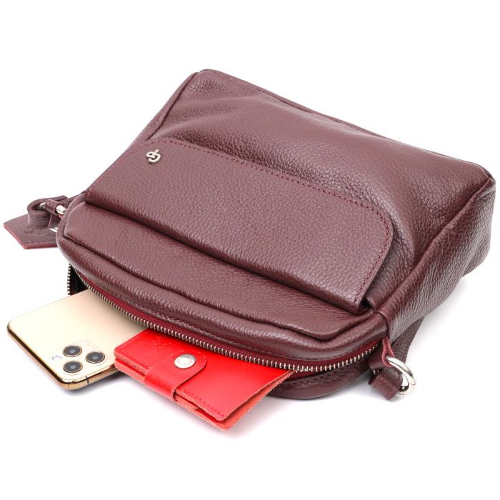 Сумка Grande Pelle Крос-боді з натуральної шкіри Бордова (11653) зображення 8