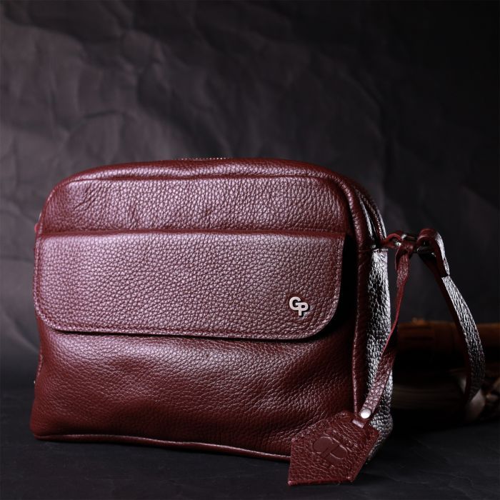 Сумка Grande Pelle Крос-боді з натуральної шкіри Бордова (11653) зображення 9